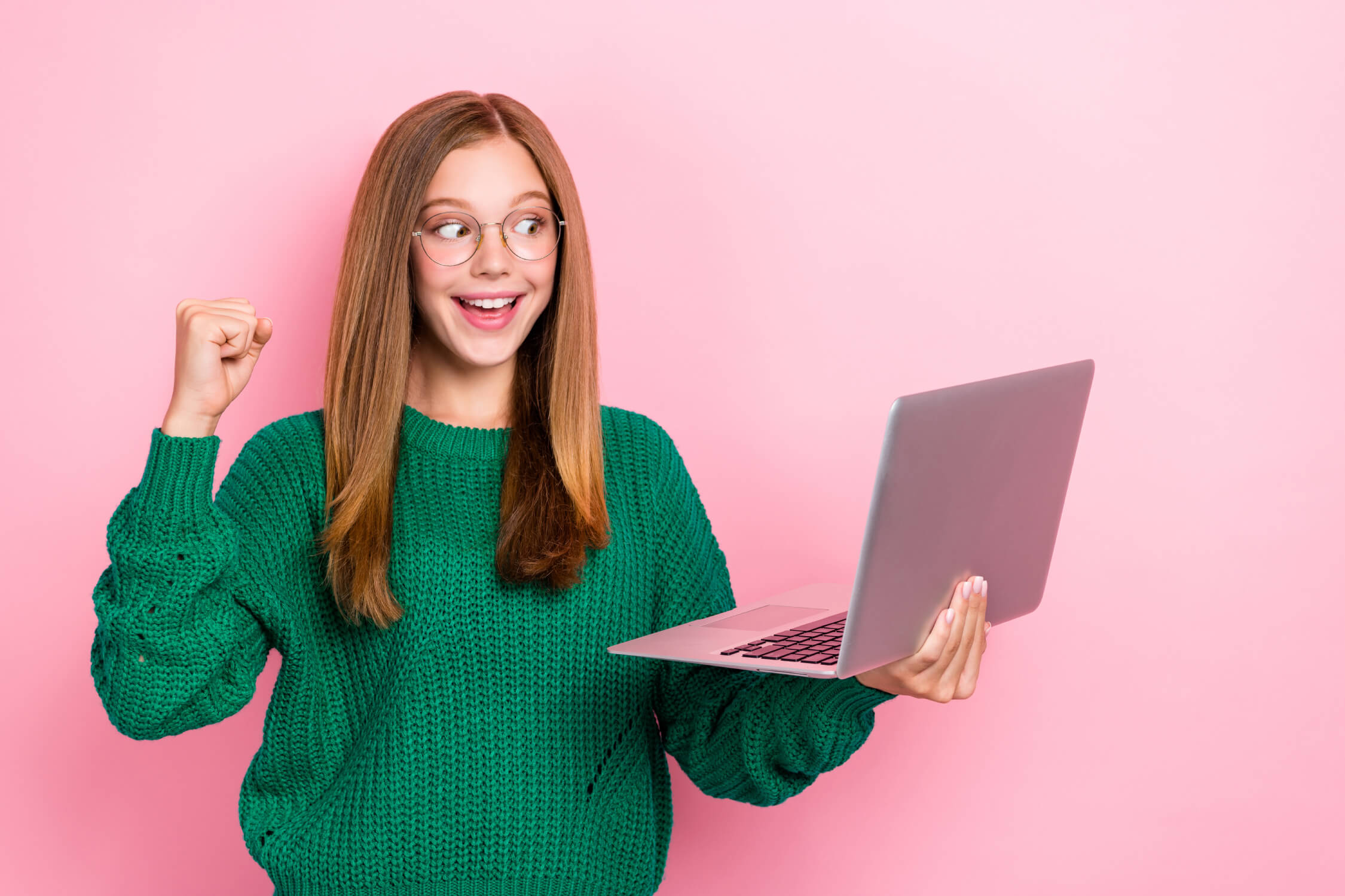 Een leerling is blij met wat ze ziet!