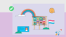 Illustratie over burgerschap en inclusie, met diverse mensen, regenboog, Nederlandse vlag en positieve symbolen voor gelijkheid en vooruitgang.